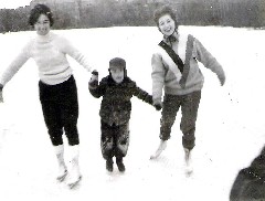 Ruth and Ann Bennett; ice skating